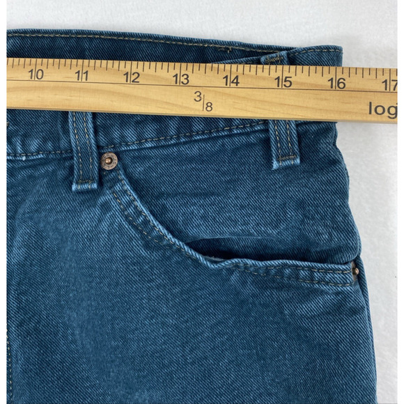 Vtg Levis 550 Jeans Women 32 x‎ 30 Dark Teal Blue Relaxed Altered Hem High Rise - Picture 9 of 13